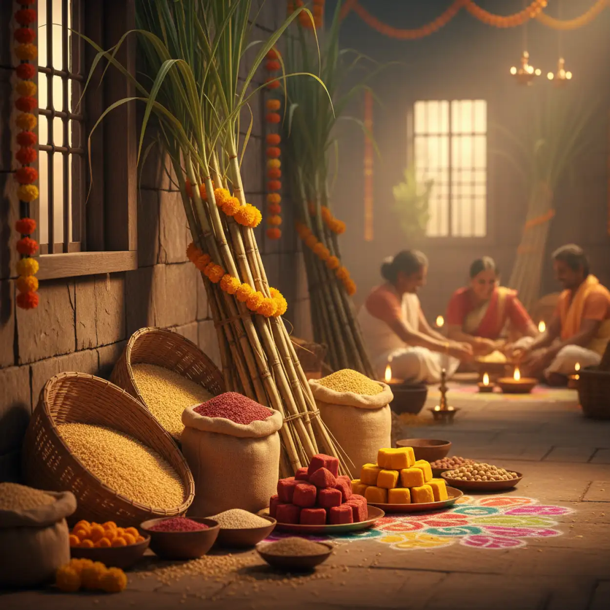 Free Download Makar Sankranti Background Family Celebration Outdoor - High Quality Makar Sankranti Background Background Image