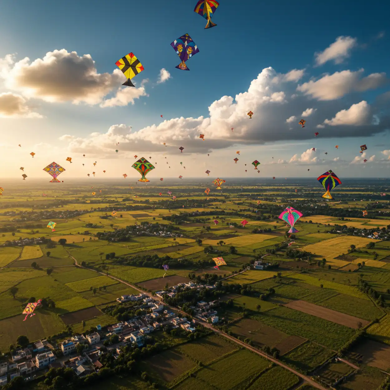 Free Download Makar Sankranti Background Harvest Field Scenery - High Quality Makar Sankranti Background Background Image