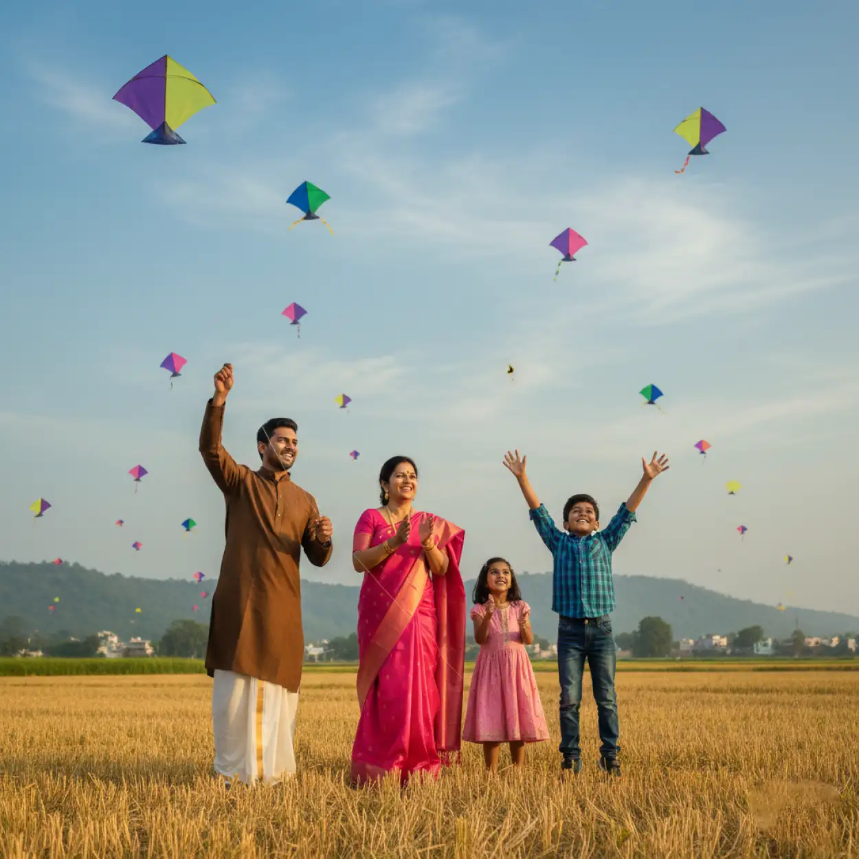 Free Download Makar Sankranti Background Parents And Children - High Quality Makar Sankranti Background Background Image