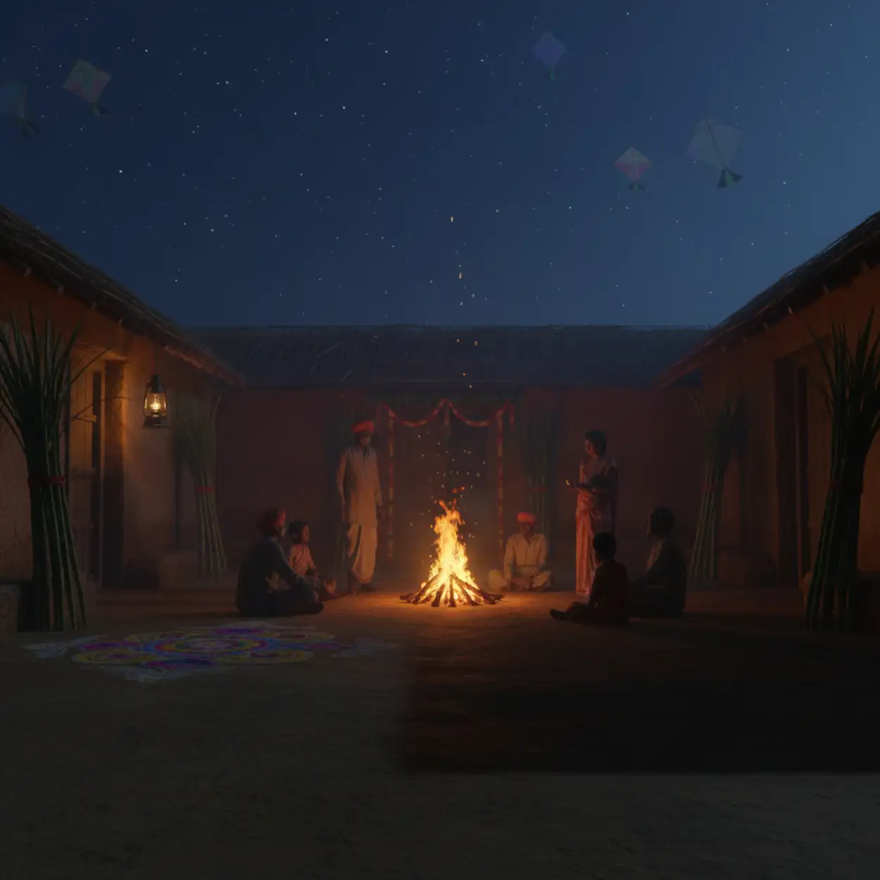 Free Download Makar Sankranti Background Peaceful Family Moment - High Quality Makar Sankranti Background Background Image