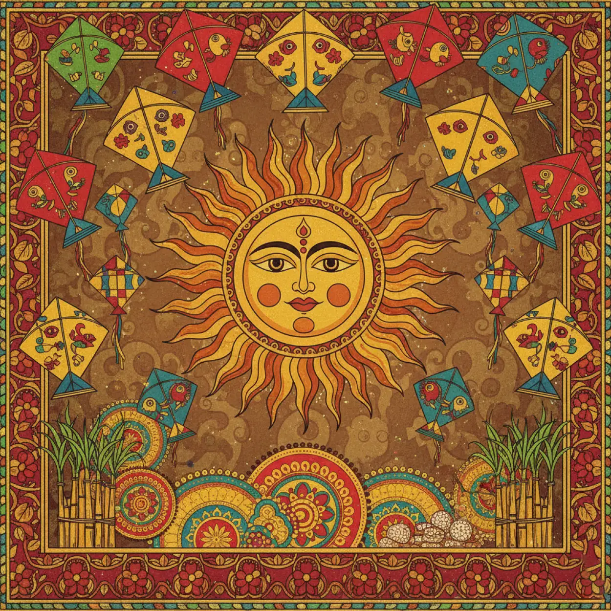 Free Download Makar Sankranti Background Red Theme - High Quality Makar Sankranti Background Background Image