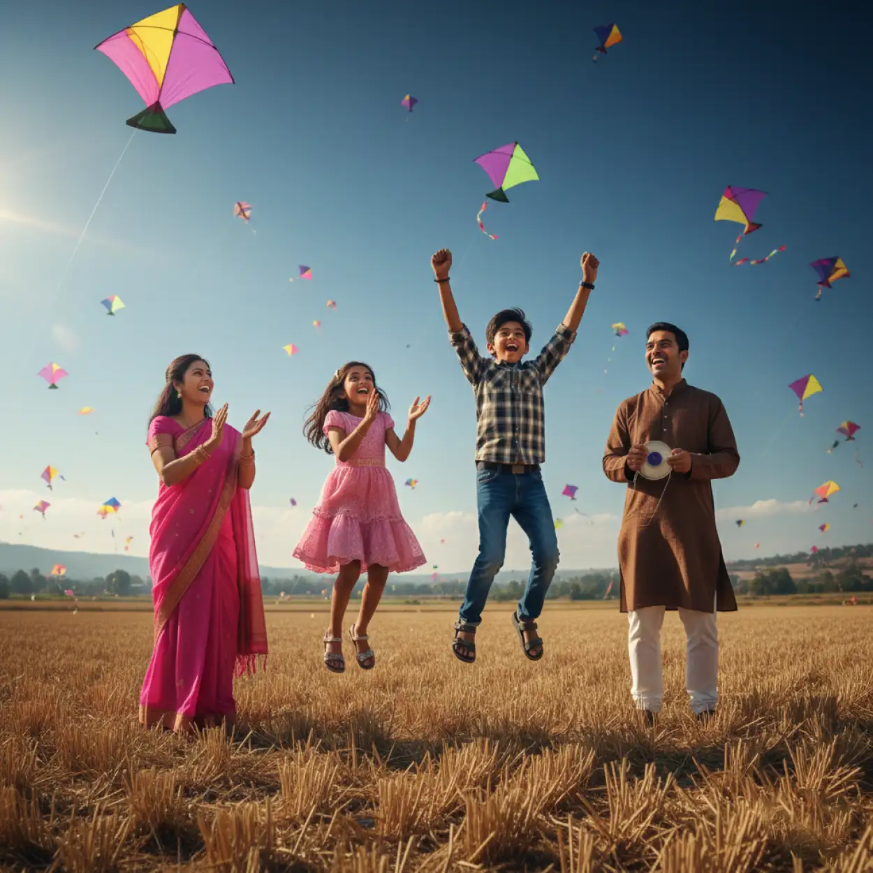 Free Download Makar Sankranti Background Village Field Scenery - High Quality Makar Sankranti Background Background Image