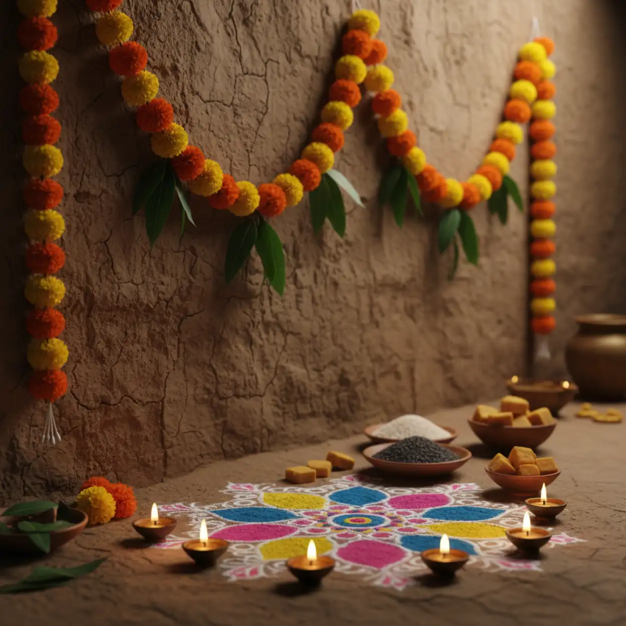 Free Download Makar Sankranti Background With Diyas - High Quality Makar Sankranti Background Background Image