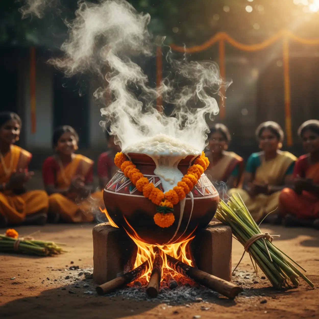 Free Download Makar Sankranti Background With Family Celebration - High Quality Makar Sankranti Background Background