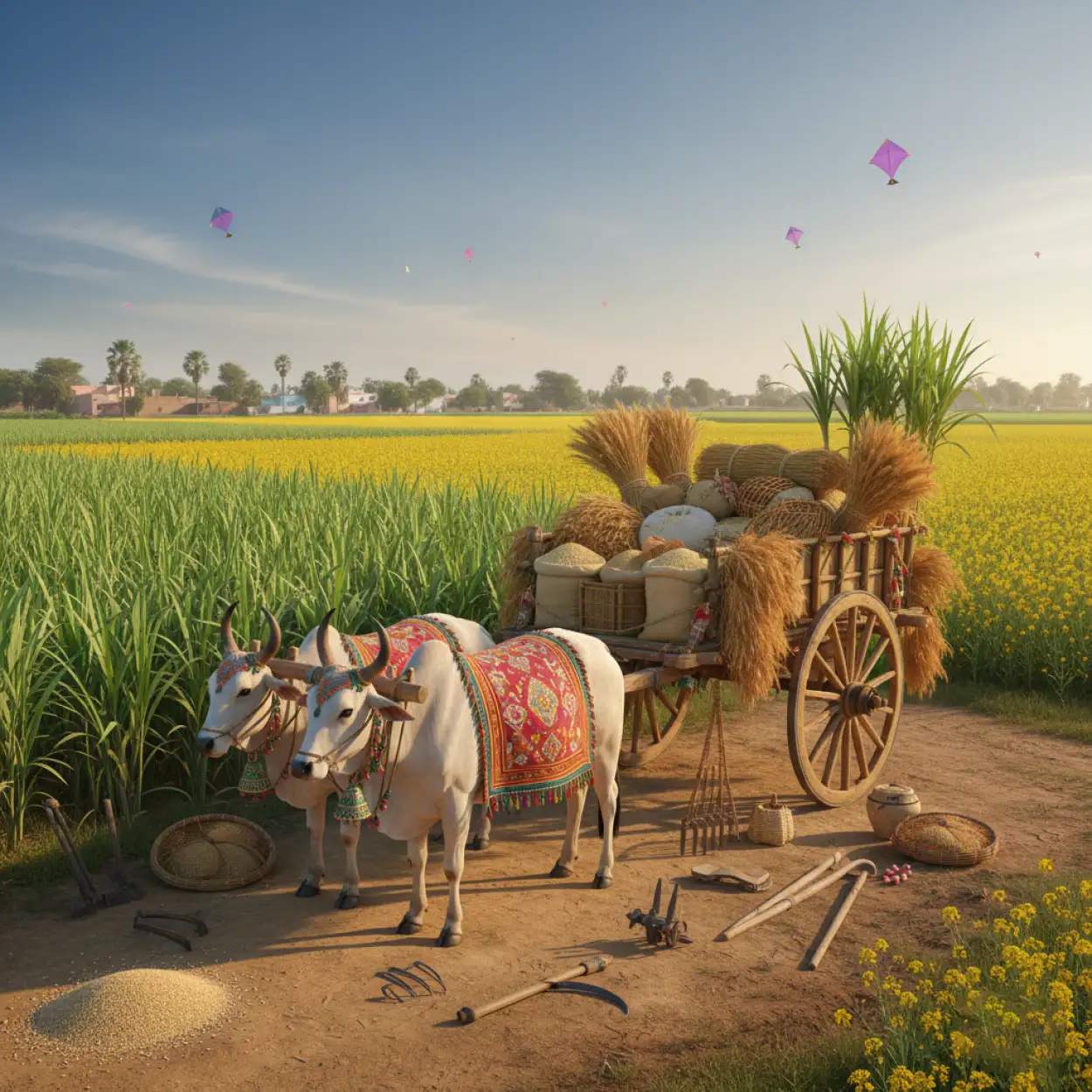 Free Download Makar Sankranti Background With Kites And Sun - High Quality Makar Sankranti Background Background Image