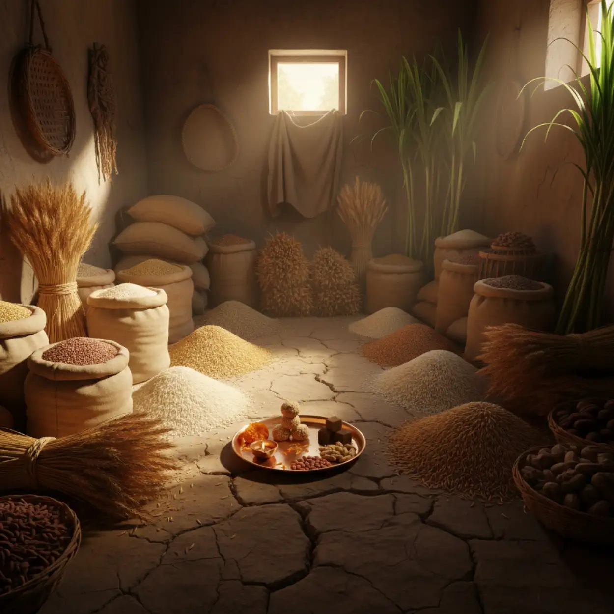 Free Download Makar Sankranti Background With Sugarcane And Crops - High Quality Makar Sankranti Background Background Image