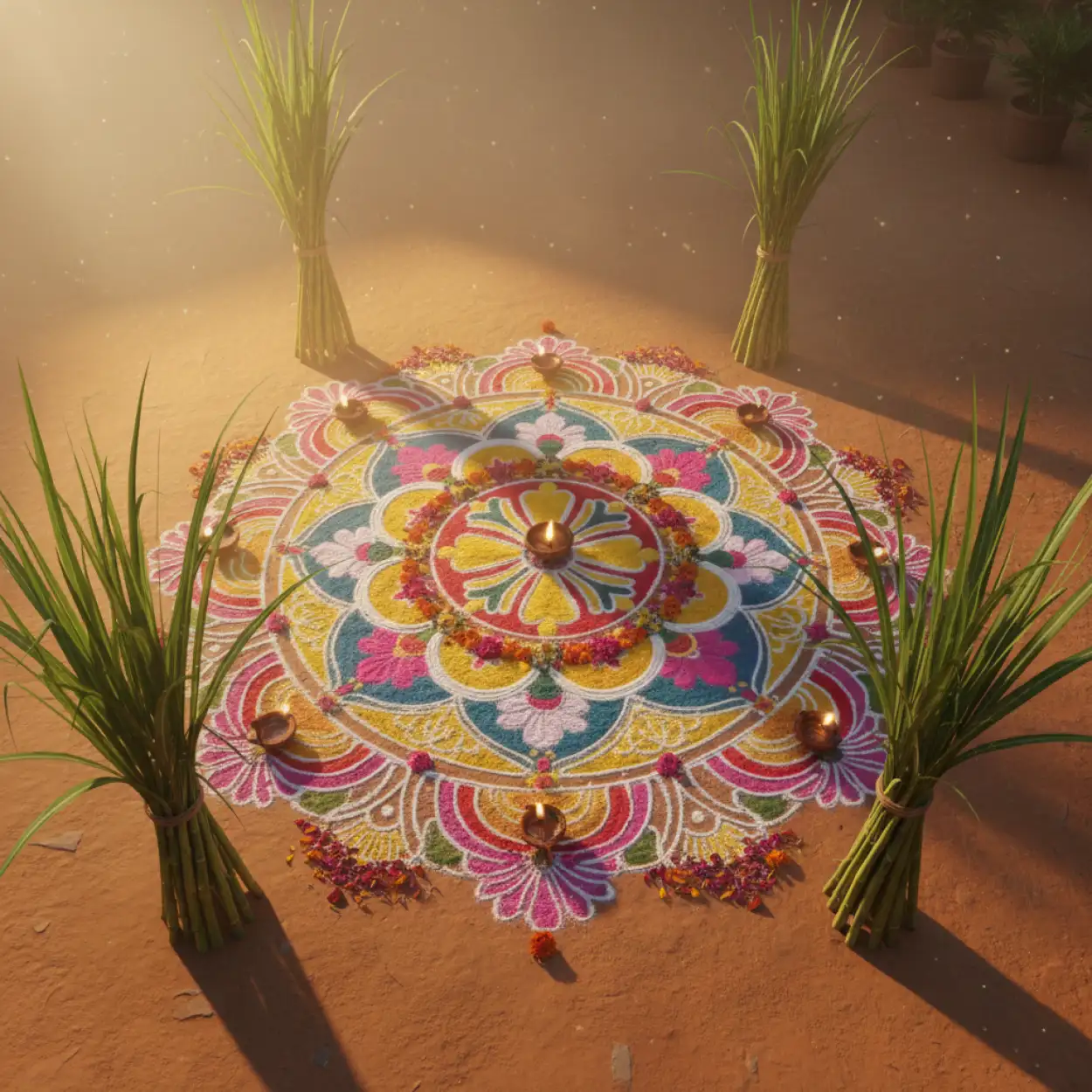 Free Download Makar Sankranti Background With Sun - High Quality Makar Sankranti Background Background Image