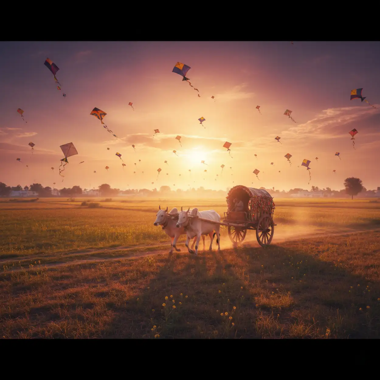 Free Download Makar Sankranti Background With Sunrise Sky - High Quality Makar Sankranti Background Background Image