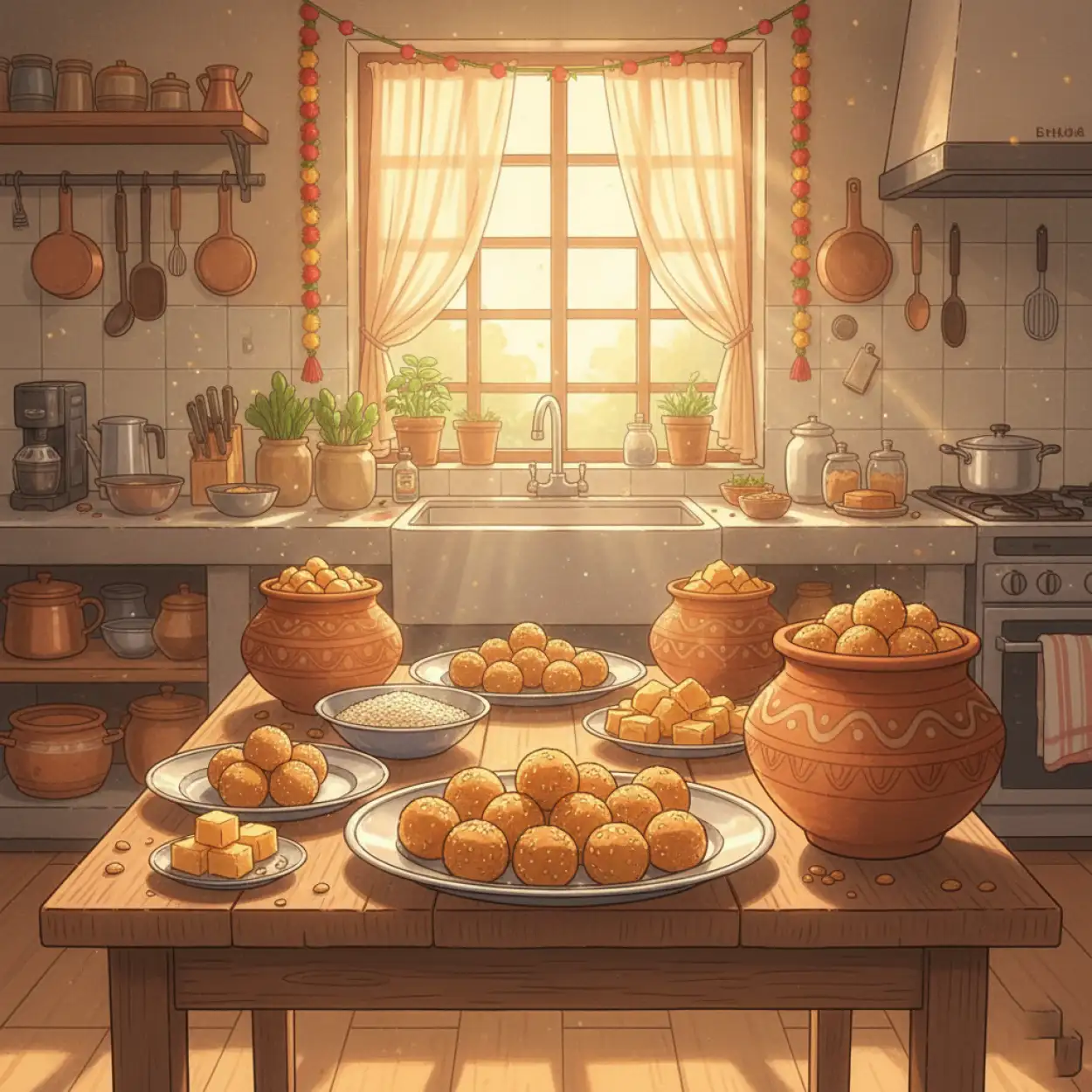 Free Download Makar Sankranti Background With Traditional Indian Village - High Quality Makar Sankranti Background Background Image