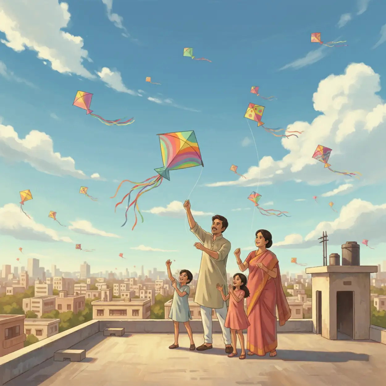 Free Download Makar Sankranti Blue Sky Background - High Quality Makar Sankranti Background Background Image