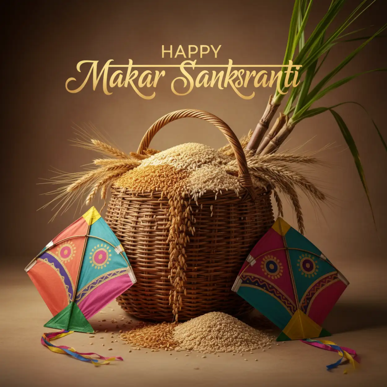 Free Download Makar Sankranti Greeting Card 2026 - High Quality Happy Makar Sankranti Greetings 2026 Background