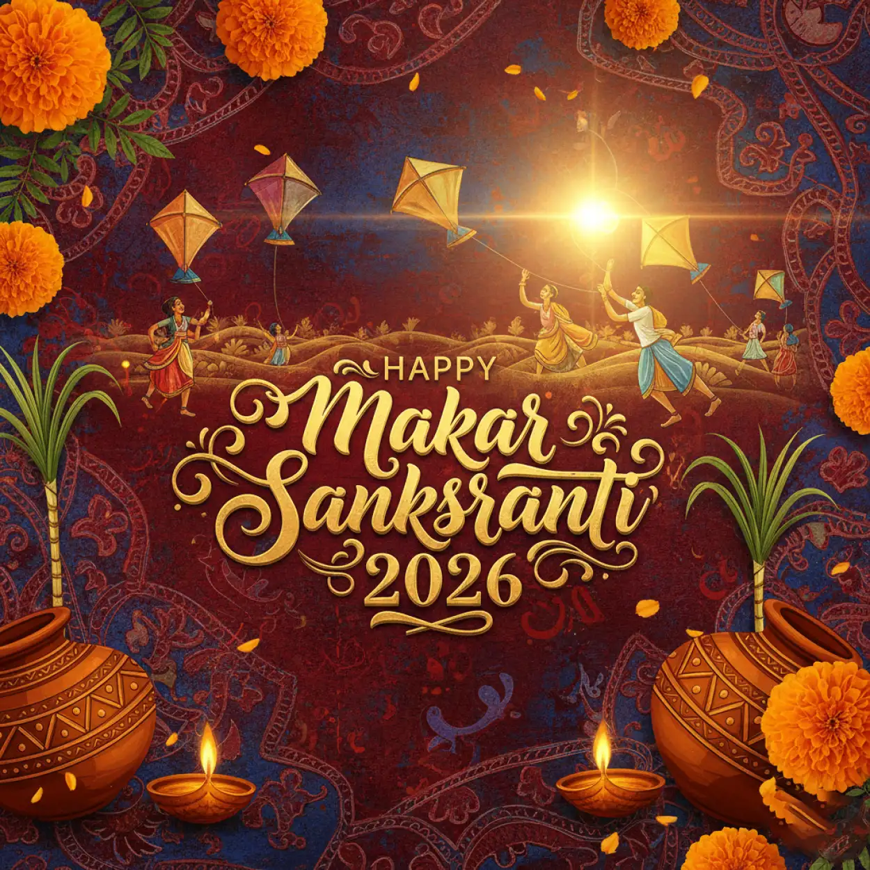 Free Download Makar Sankranti Wishes Blessings Message 2026 - High Quality Makar Sankranti Wishes 2026 Background