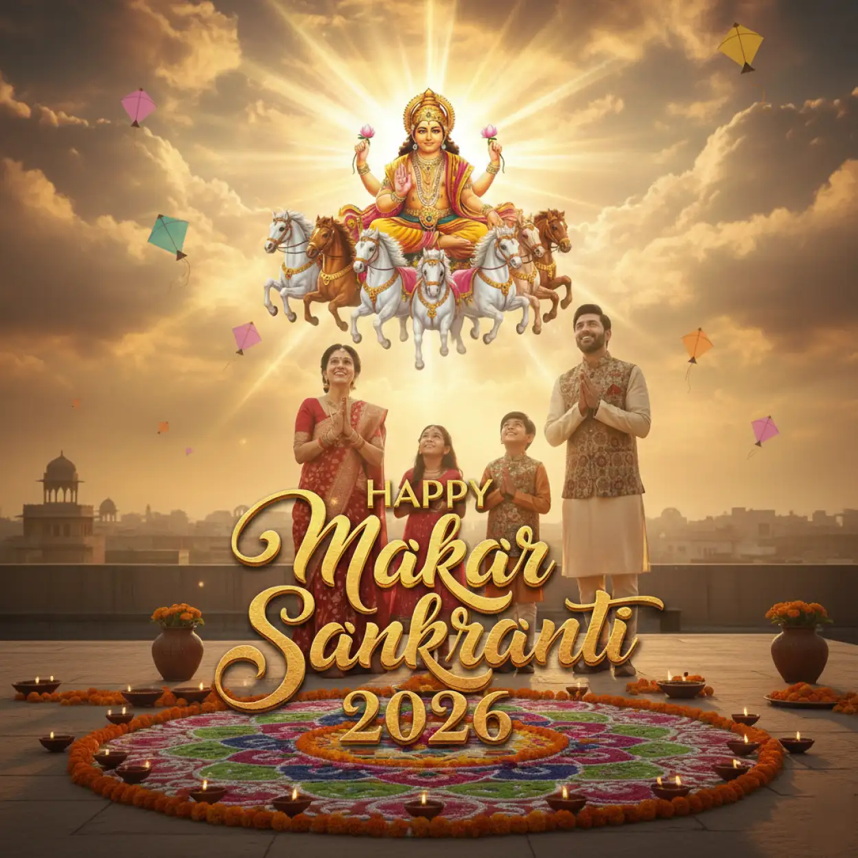 Free Download Makar Sankranti Wishes Calligraphy Font 2026 - High Quality Makar Sankranti Wishes 2026 Background