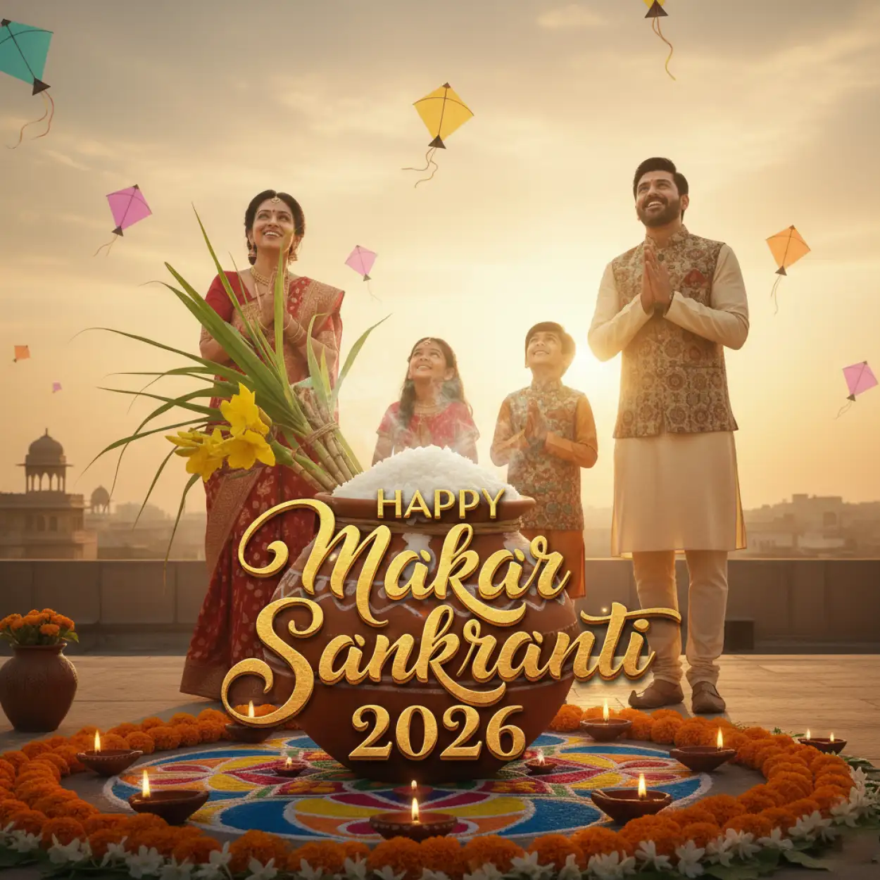 Free Download Makar Sankranti Wishes For Family 2026 - High Quality Makar Sankranti Wishes 2026 Background