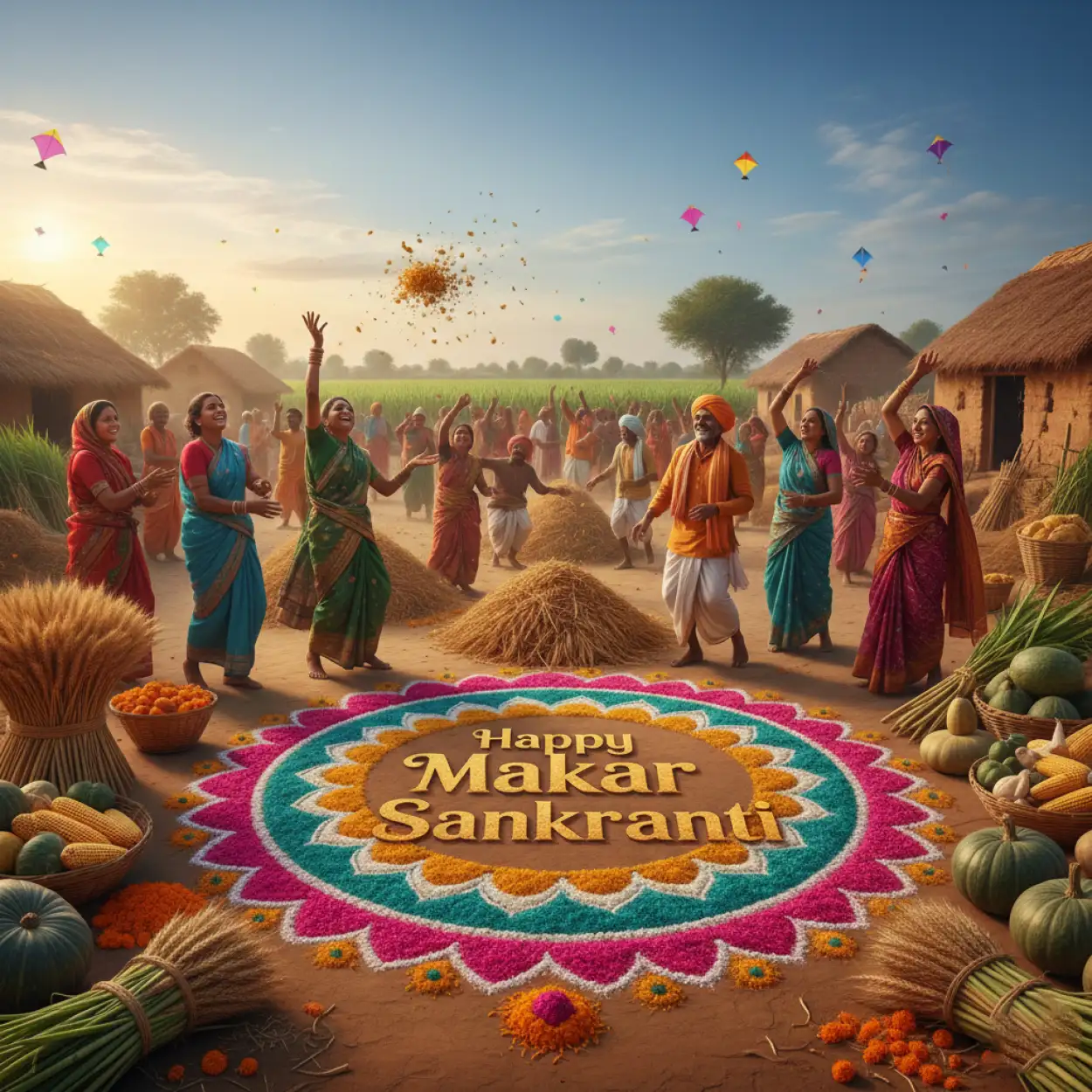 Free Download Makar Sankranti Wishes In Bengali 2026 - High Quality Happy Makar Sankranti Greetings 2026 Image