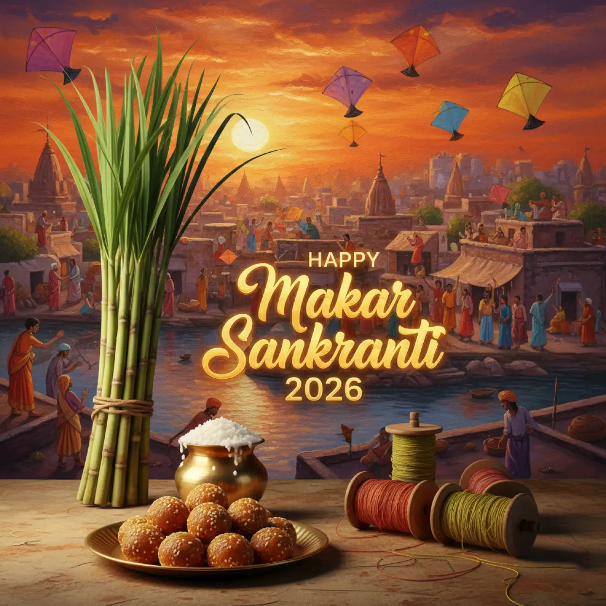 Free Download Makar Sankranti Wishes In Kannada 2026 - High Quality Makar Sankranti Wishes 2026 Background