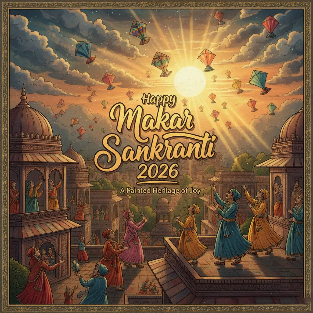 Free Download Makar Sankranti Wishes Colorful Festival Sky 2026 - High Quality Makar Sankranti Wishes 2026 Background