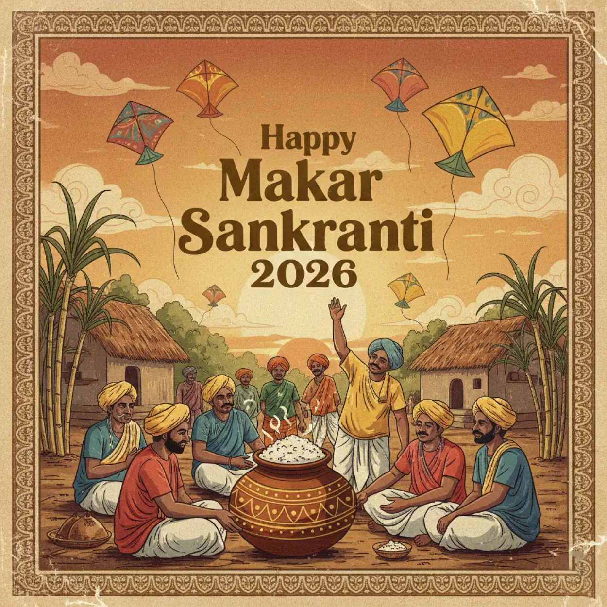 Free Download Makar Sankranti Wishes Poster 2026 - High Quality Makar Sankranti Wishes 2026 Image