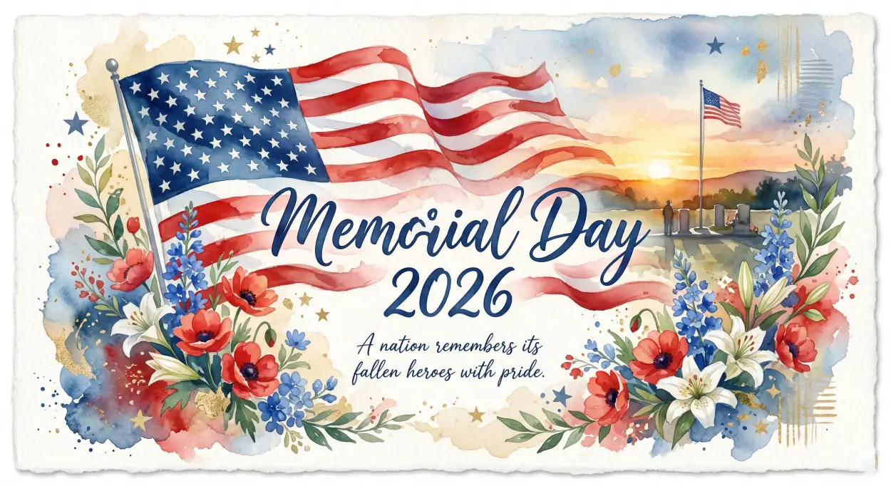 Free Download Memorial Day 2026 American Flag Poster Templates - High Quality Morial Day 2026 Image