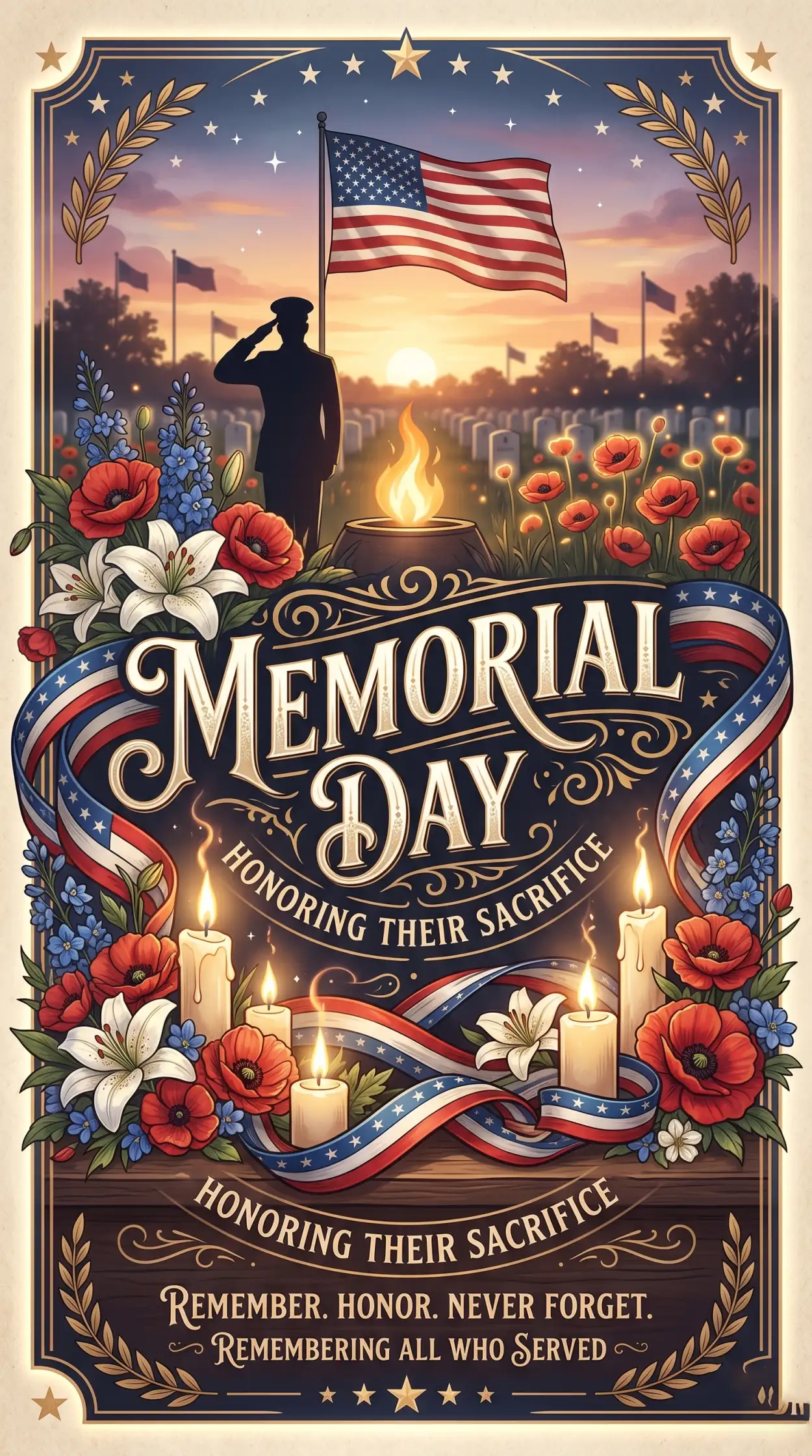 Free Download Memorial Day 2026 Artistic Patriotic Posters - High Quality Morial Day 2026 Image