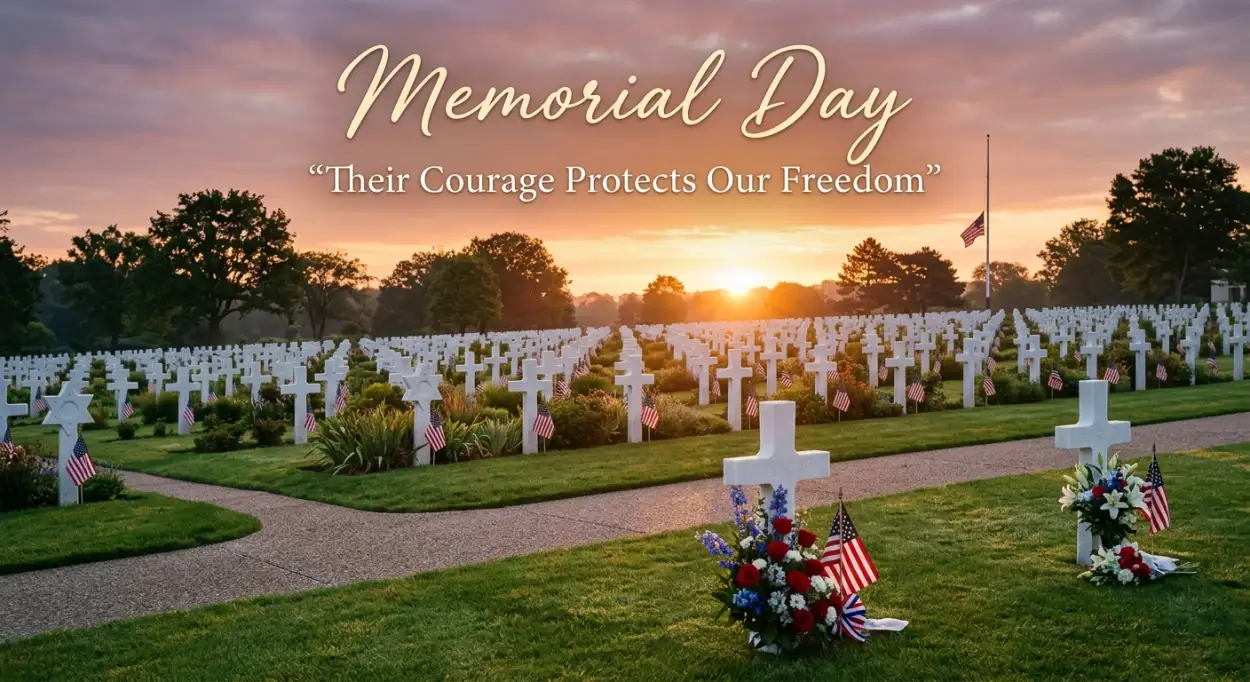 Free Download Memorial Day Greeting Card With Inspirational Quote 2026 - High Quality Memorial Day Greeting Card 2026 Image