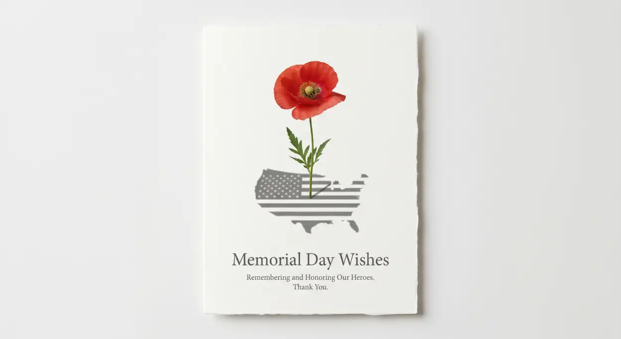 Free Download Memorial Day Greeting Card With Poppy Flowers 2026 - High Quality Memorial Day Greeting Card 2026 Image