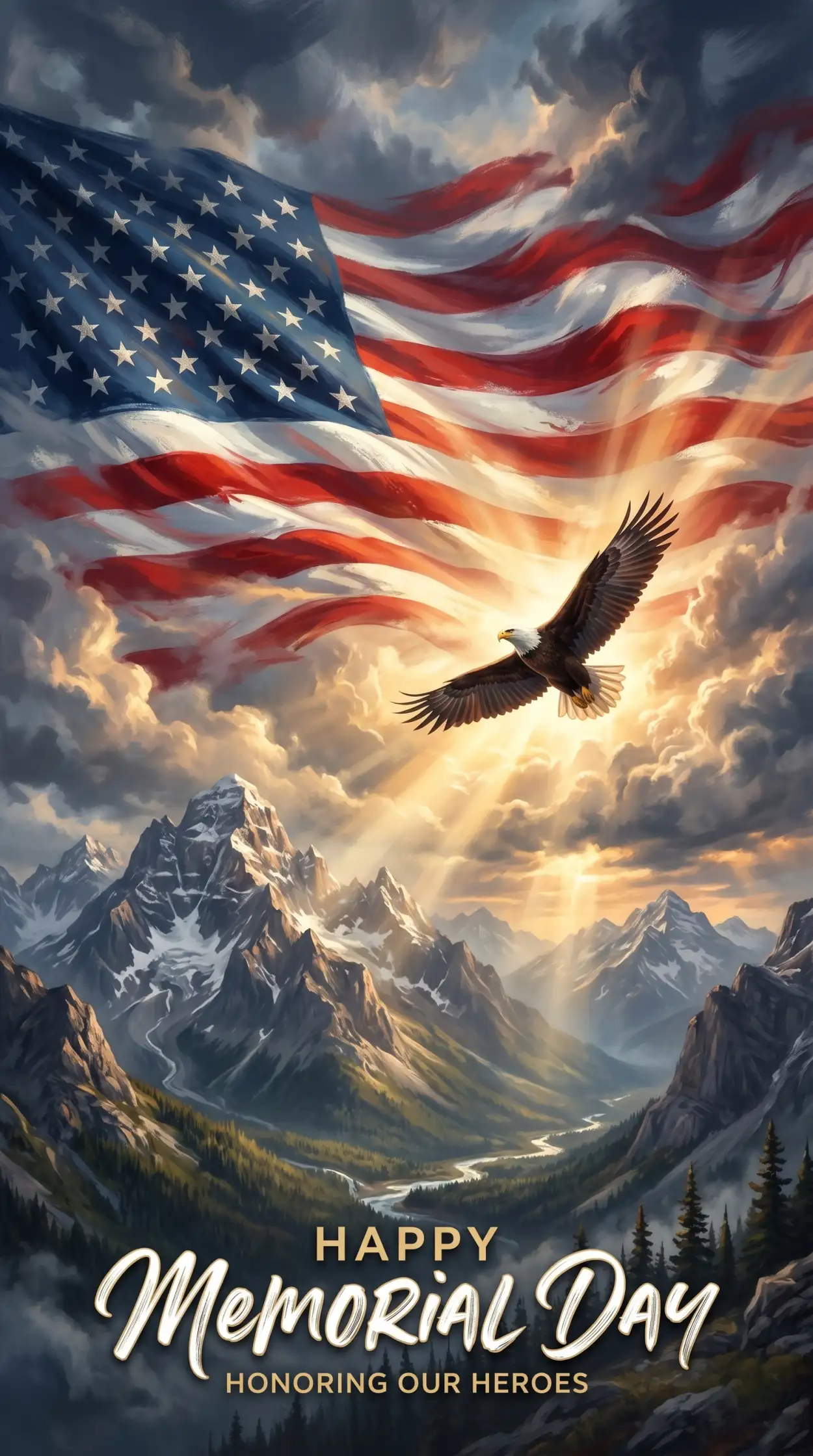 Free Download Memorial Day Greeting Card With Usa Independence Colors 2026 - High Quality Memorial Day Greeting Card 2026 Image