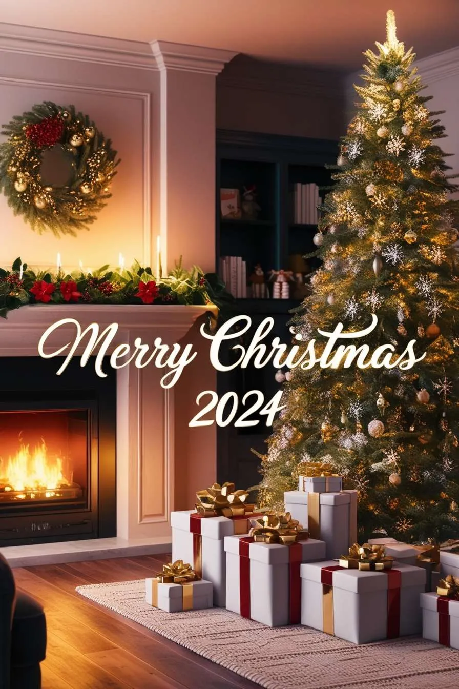 Free Download Merry Christmas 2024 Images With Glowing Lights And Candles - High Quality Merry Christmas 2024 Images Image