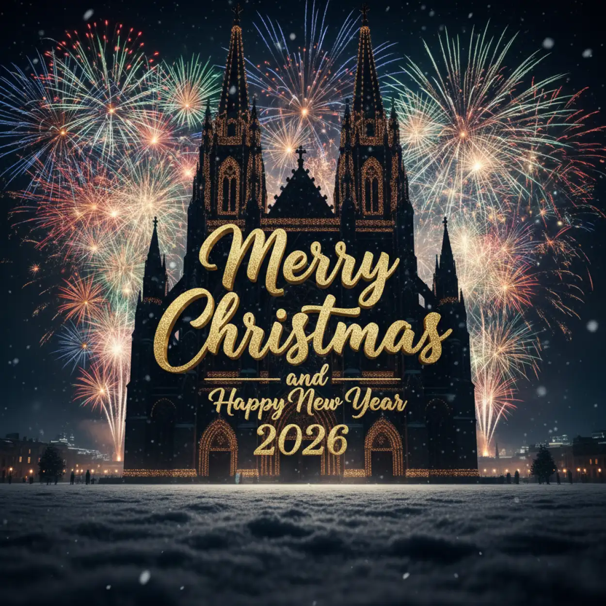 Free Download Merry Christmas And Happy New Year 2026 Snowfall Background - High Quality Merry Christmas And Happy New Year 2026 Background