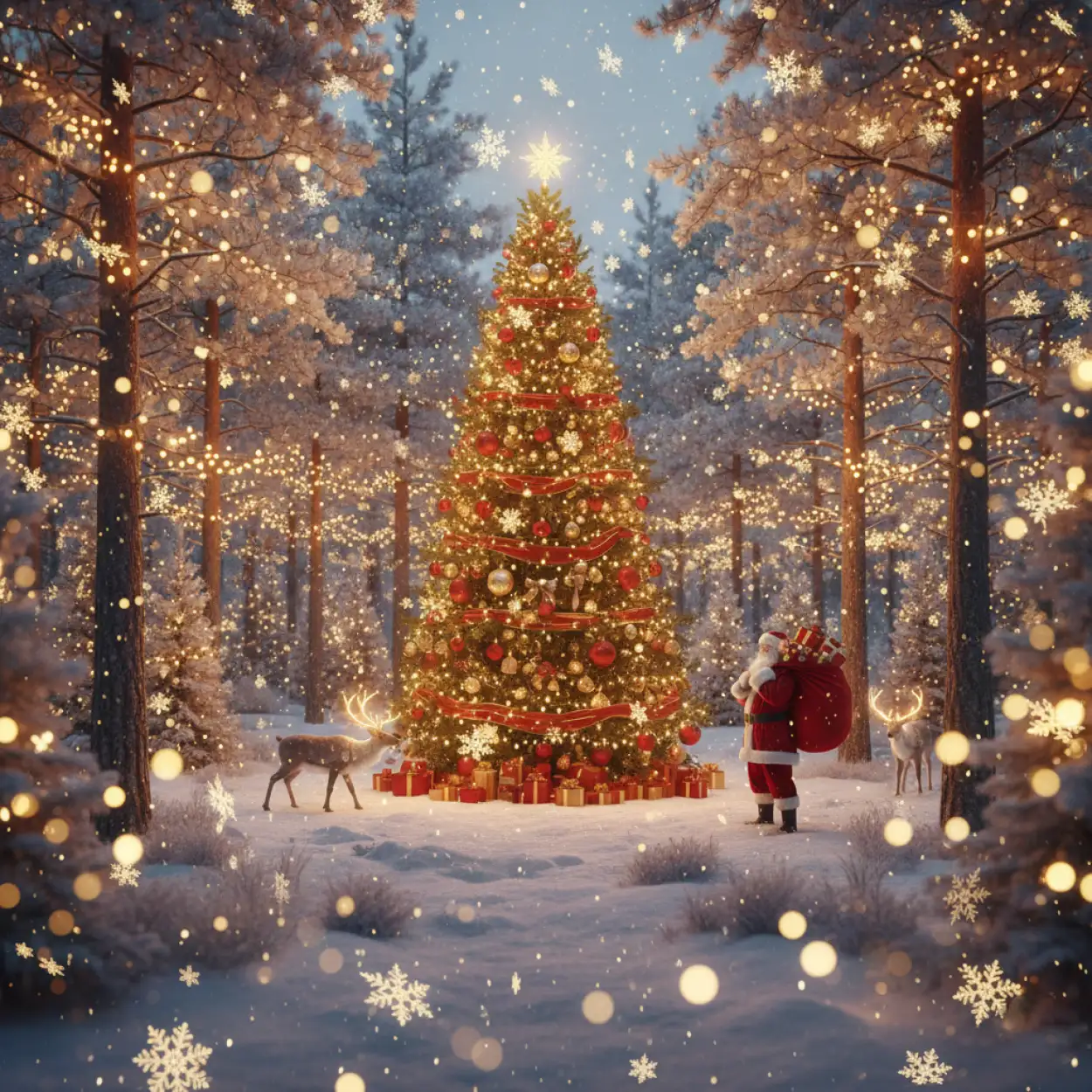 Free Download Merry Christmas Background With Santa Sleigh Flying - High Quality Merry Christmas Background Background