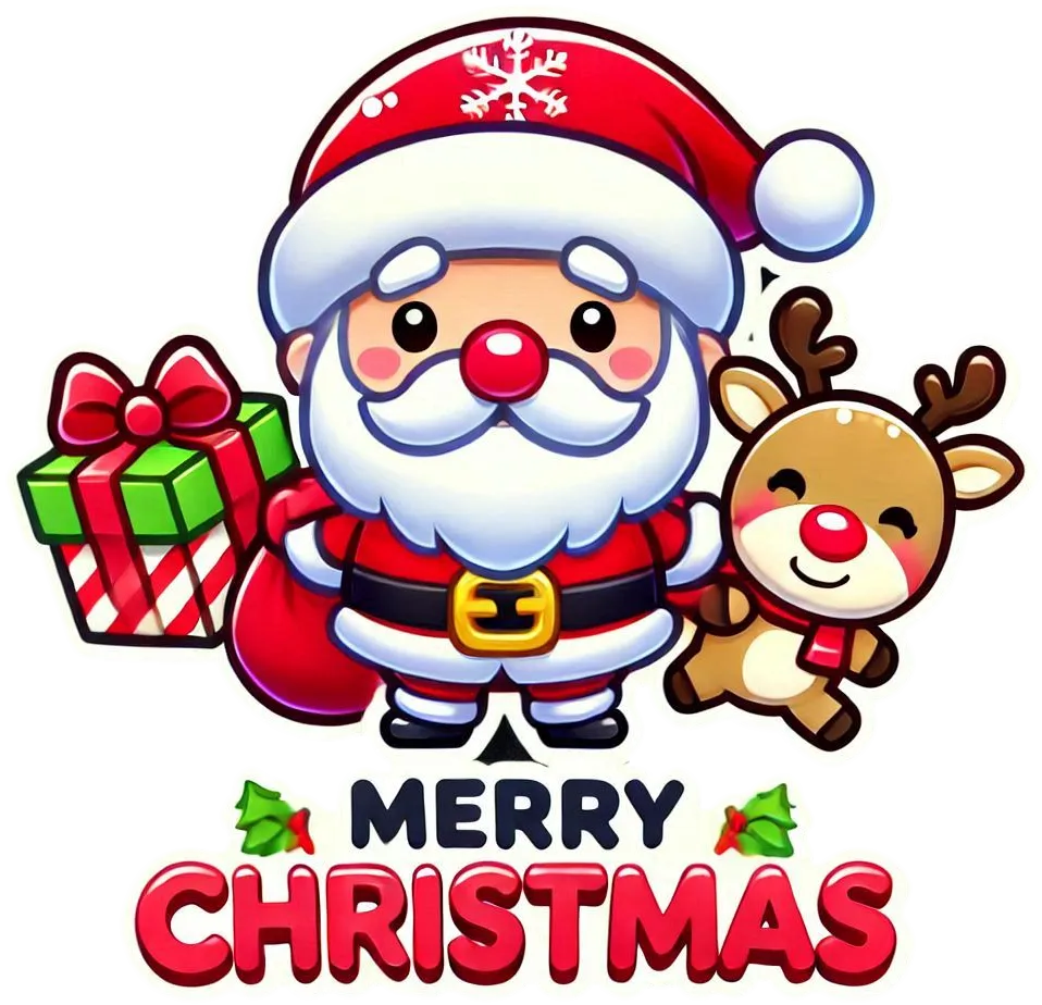 Free Download Merry Christmas Cartoon Santa Claus With Reindeer Png Transparent - High Quality Merry Christmas Cartoon Santa Claus PNG Image
