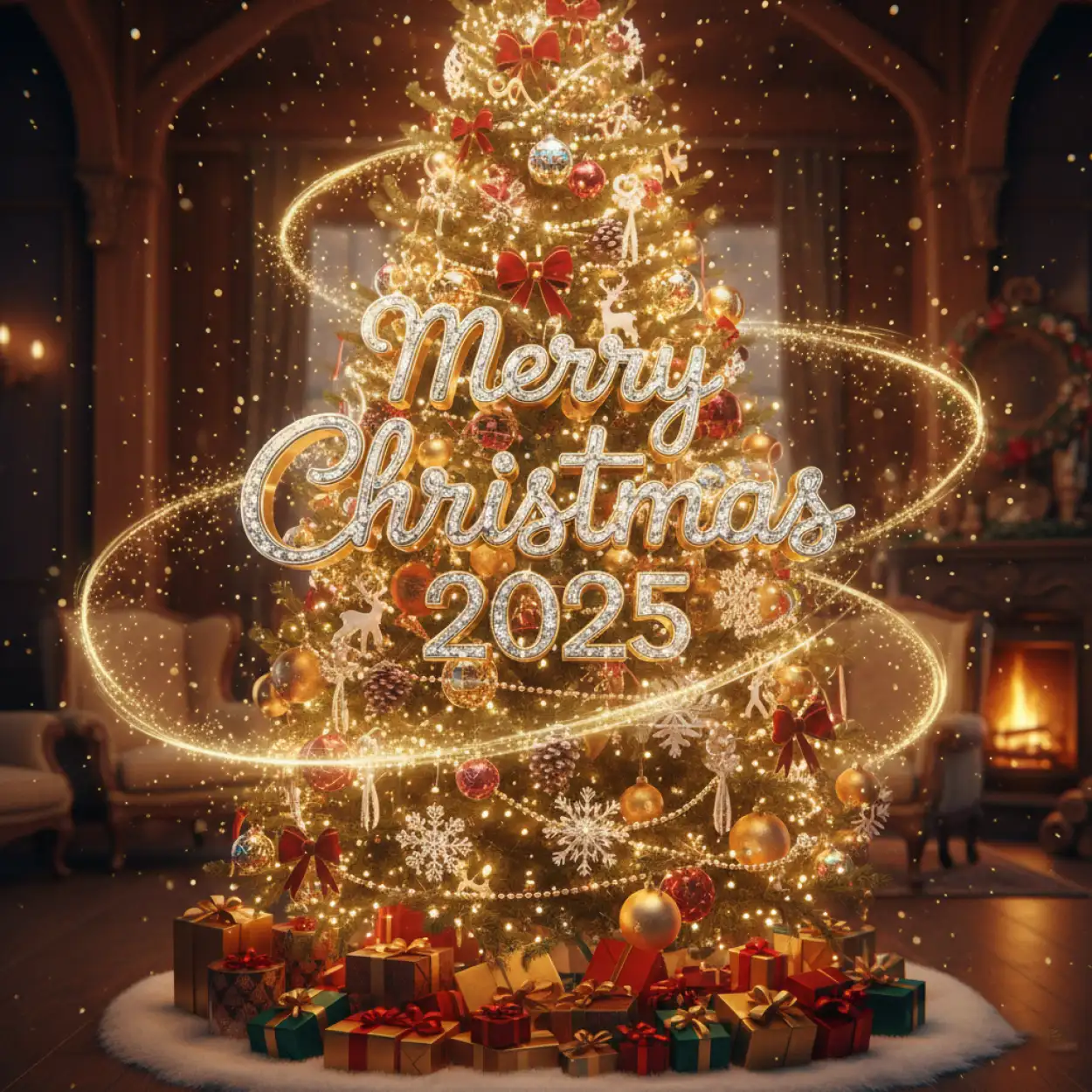 Free Download Merry Christmas Greetings 2025 Gold Theme - High Quality Merry Christmas Greetings 2025 Background