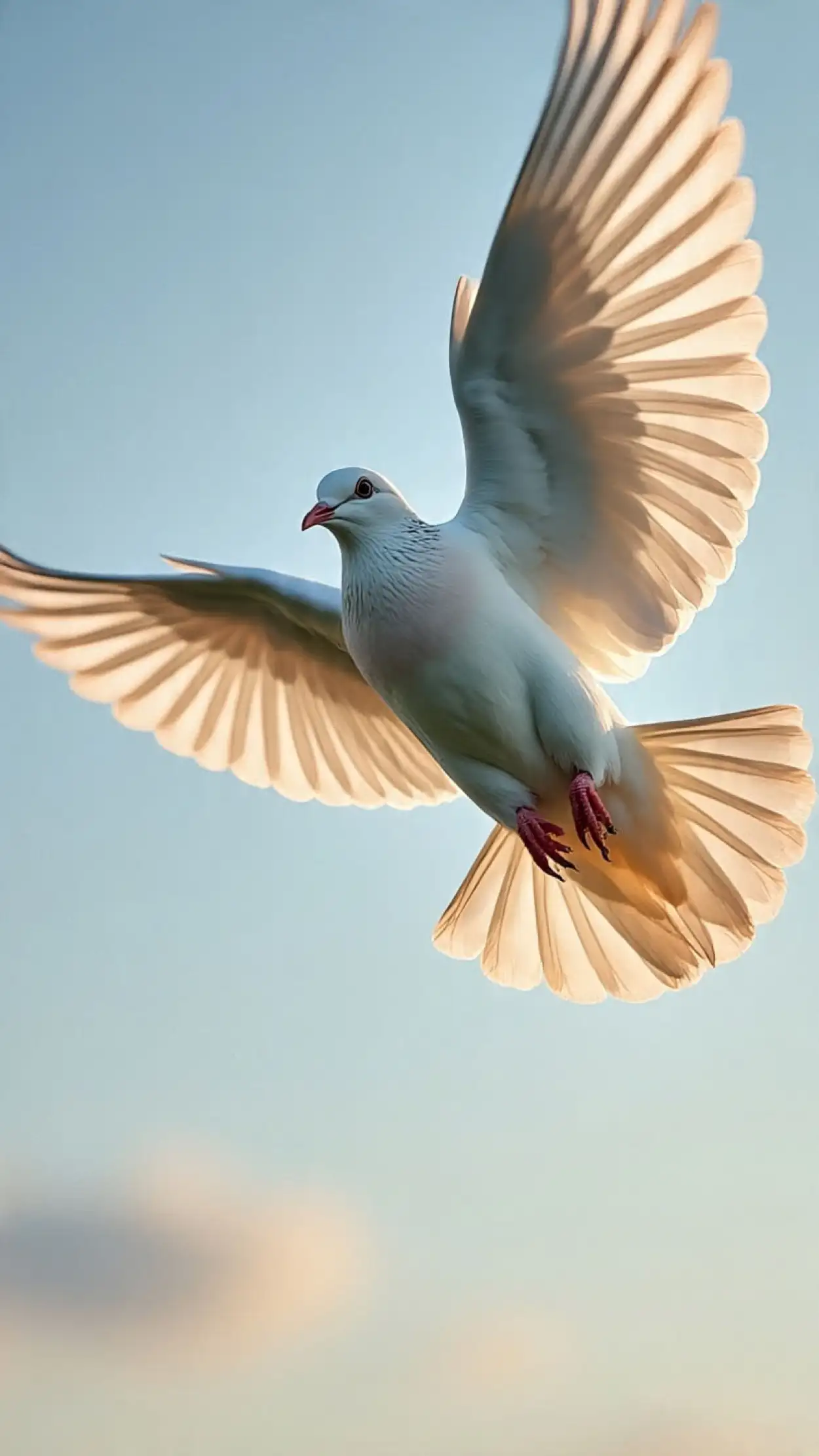 Free Download Minimal Design White Dove Flying In Blue Sky - High Quality White Dove Flying Background