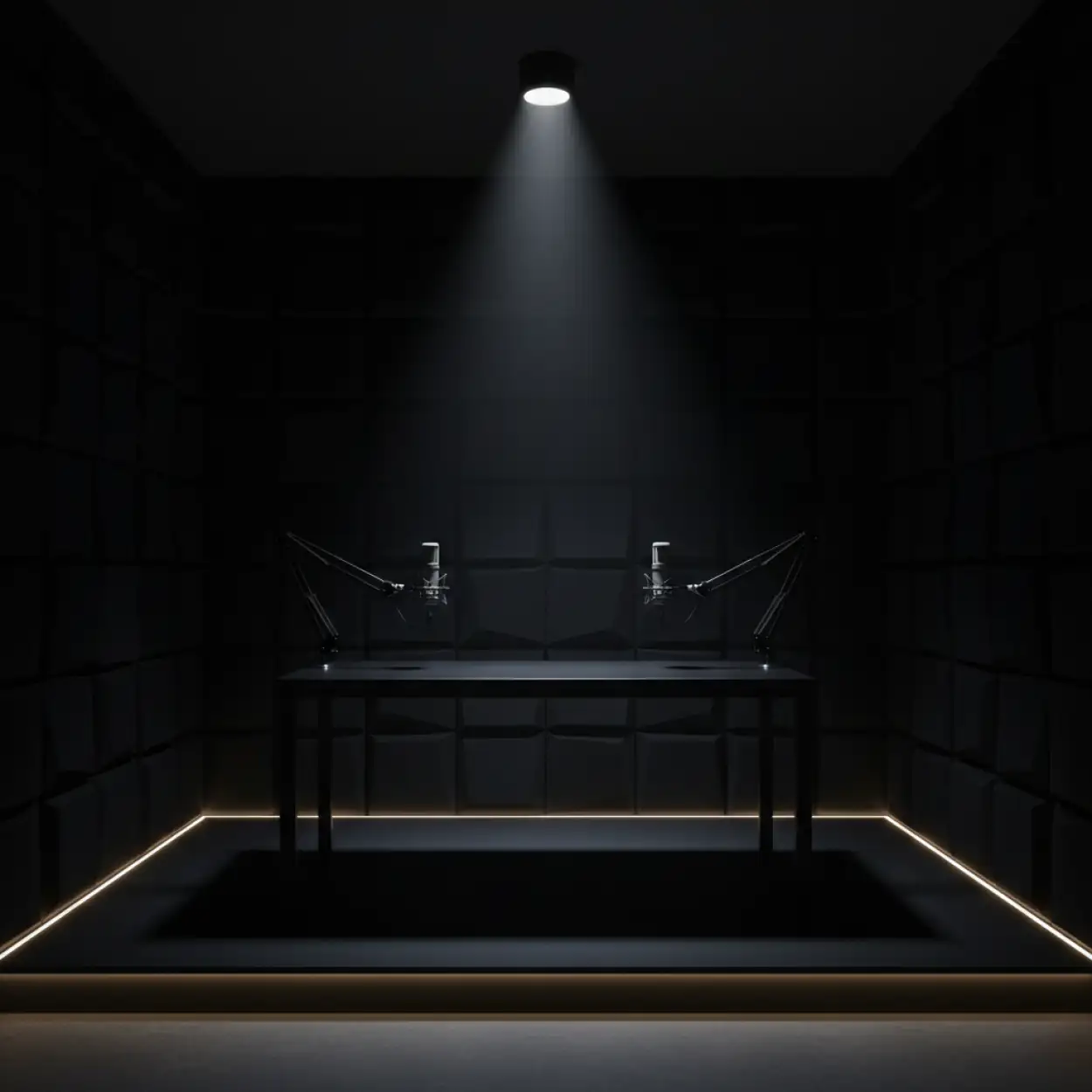 Free Download Minimalist Matte Black Podcast Studio Background With Led Strip Lighting - High Quality Podcast Studio Background Background Image