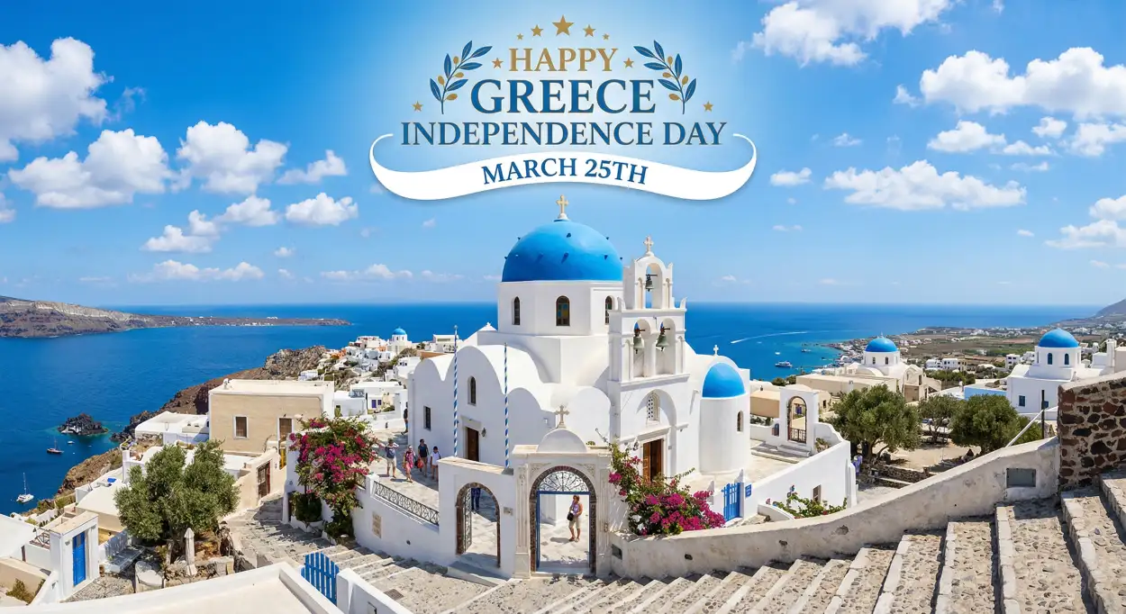 Free Download Modern Wishes Greek Independence Day - High Quality Happy Greece Independence Day 2026 Image