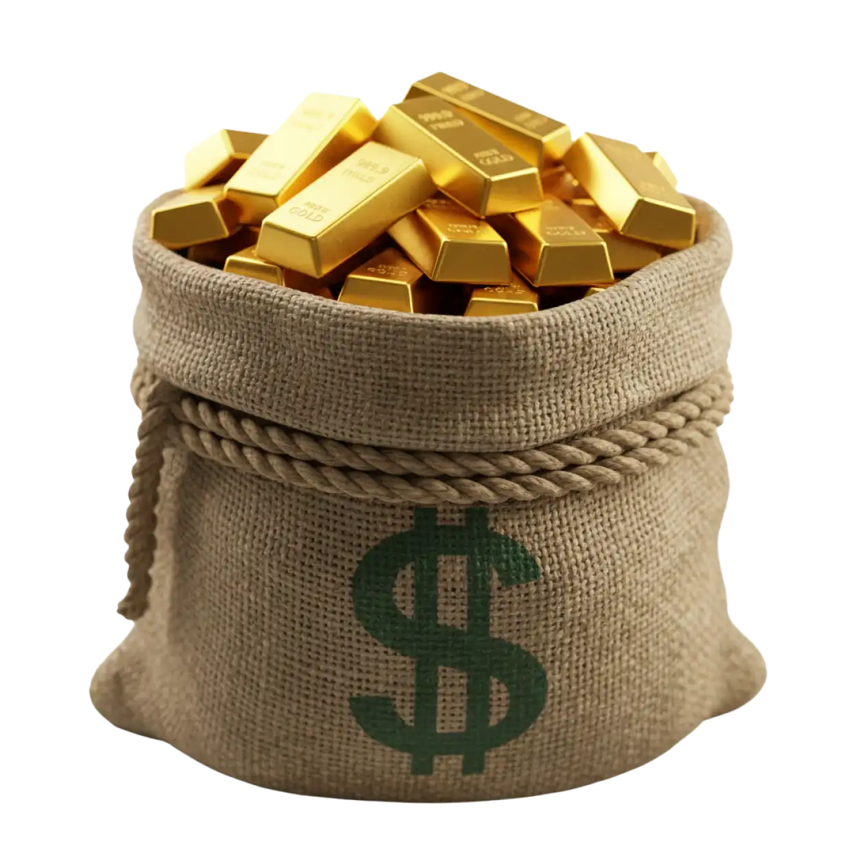 Free Download Money Bag Png With Gold Bars - High Quality Money Bag Png PNG Image