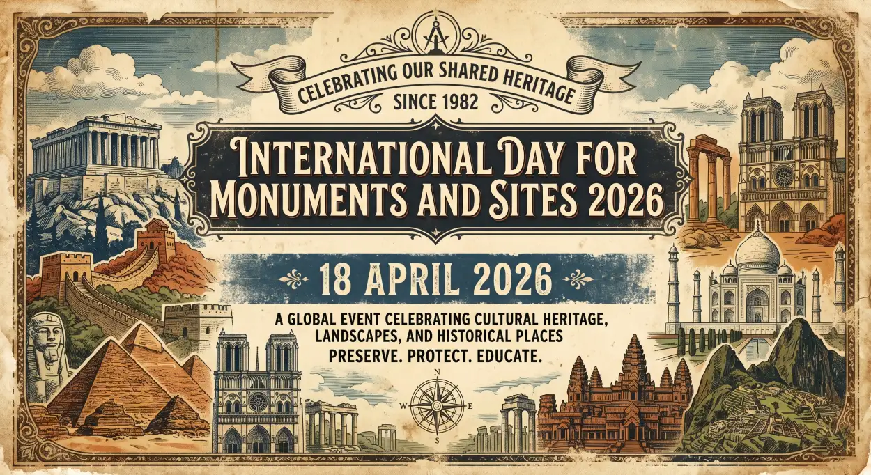 Free Download Monuments Day 2026 Flyer Background - High Quality International Day For Monuments And Sites 2026 Background Image