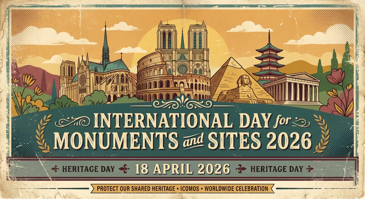 Free Download Monuments Day Vector Illustration Design - High Quality International Day For Monuments And Sites 2026 Image