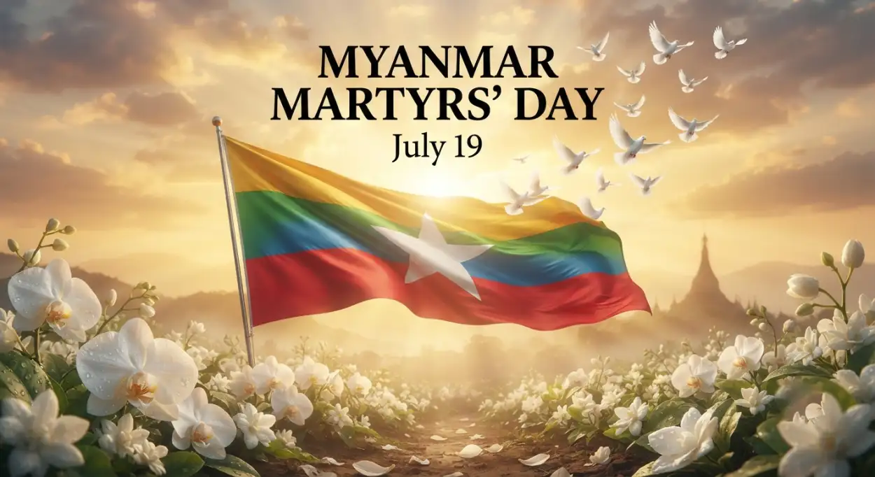 Free Download Myanmar Martyrs Day 2026 Banner - High Quality Myanmar Martyrs Day 2026 Image
