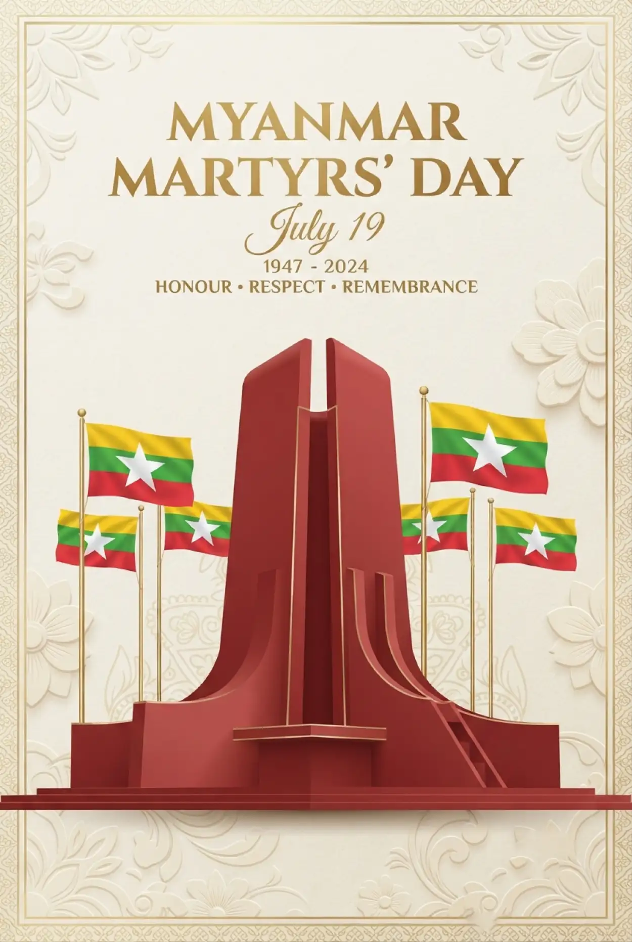 Free Download Myanmar Martyrs Day Ceremony Poster - High Quality Myanmar Martyrs Day 2026 Image