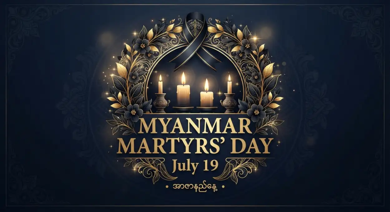 Free Download Myanmar Martyrs Day Dark Background - High Quality Myanmar Martyrs Day 2026 Background Image