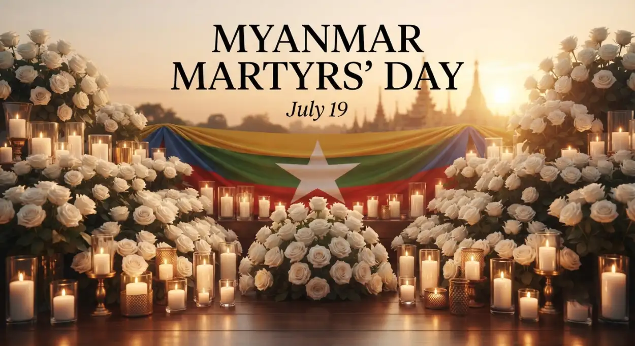 Free Download Myanmar Martyrs Day Remembrance Message - High Quality Myanmar Martyrs Day 2026 Image