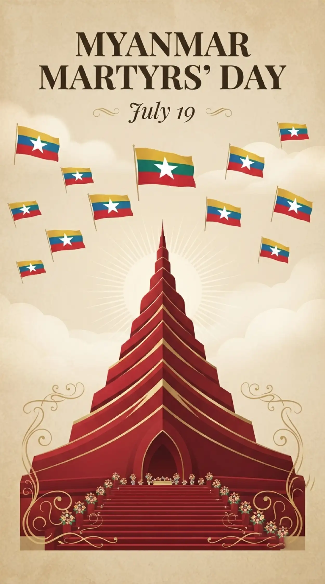 Free Download Myanmar Patriotic Poster - High Quality Myanmar Martyrs Day 2026 Image