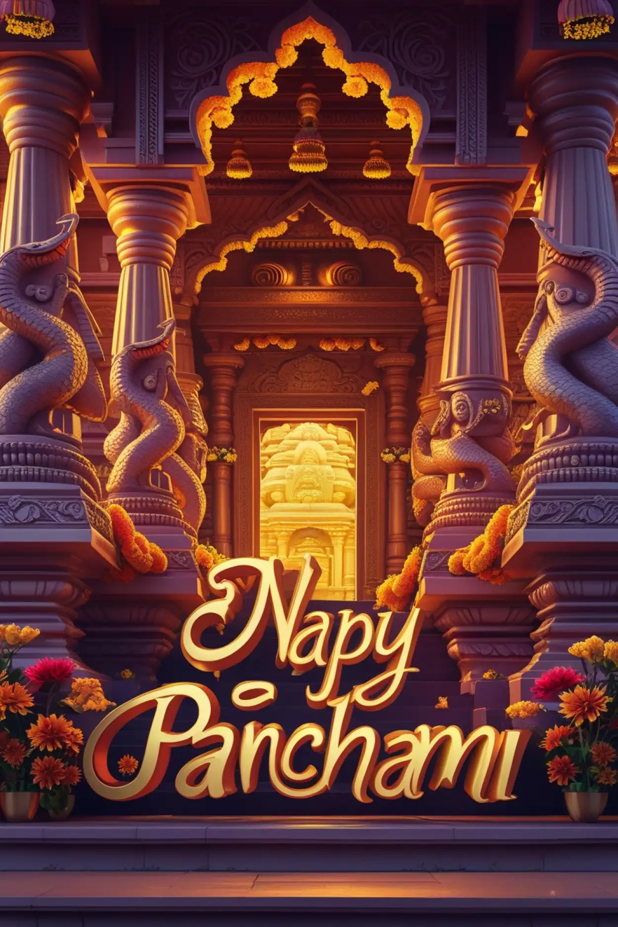Free Download Nag Panchami 3D Text Image Download - High Quality Happy Nag Panchami Background