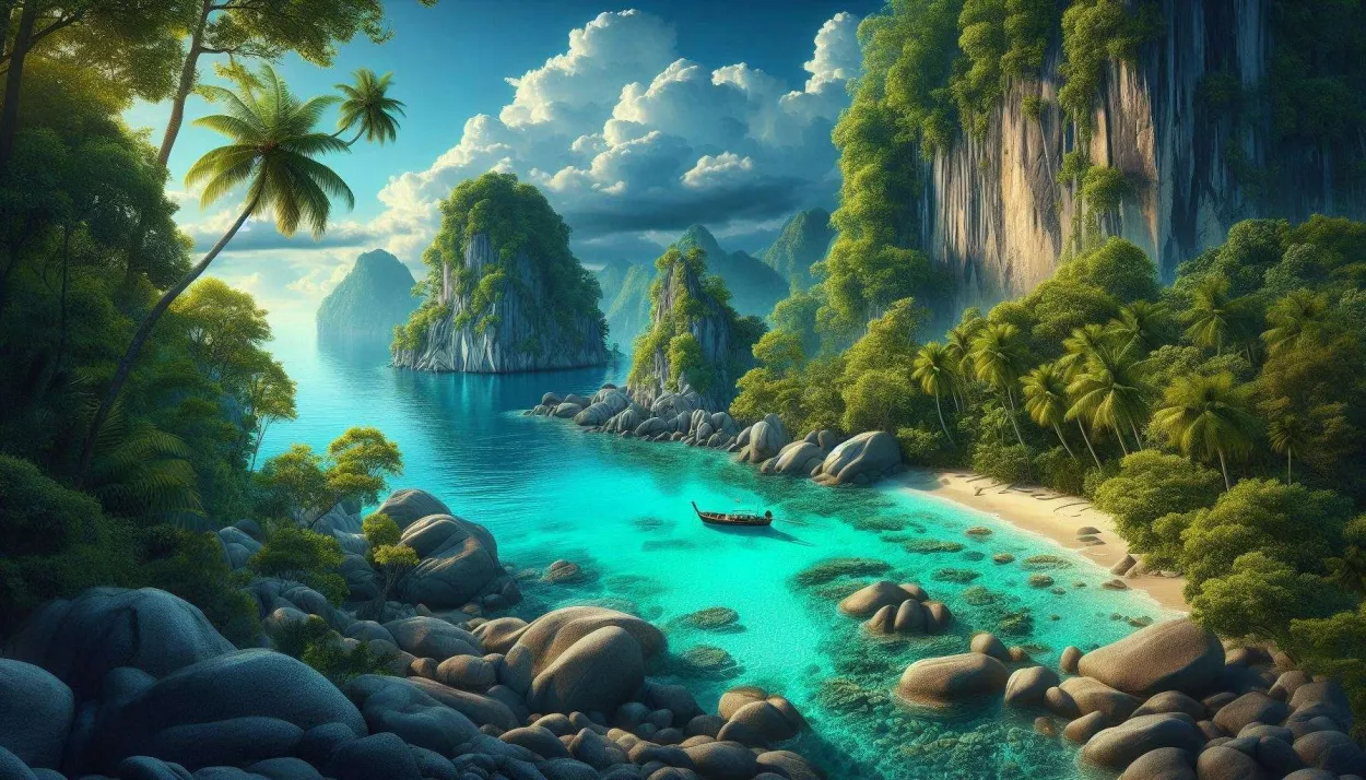 Nature 3d Wallpaper With Tropical Beaches And Crystal-clear Waters - Royalty Free Nature Wallpaper 3d Image | Pngmagic Free Download Nature 3d Wallpaper With Tropical Beaches And Crystal-clear Waters - High Quality Nature Wallpaper 3d Background