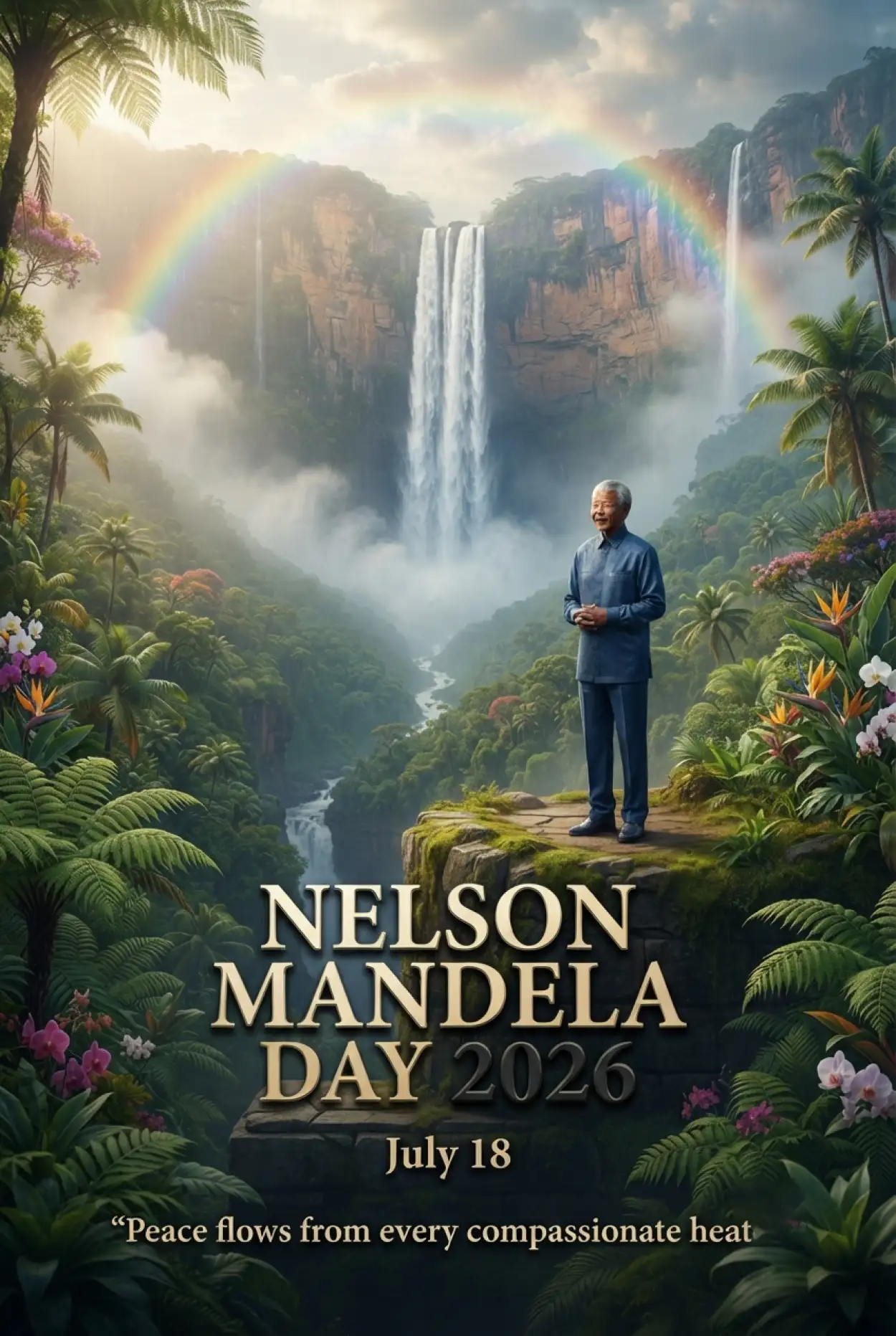 Free Download Nelson Mandela Cinematic Poster Design 2026 - High Quality Nelson Mandela Poster 2026 Image