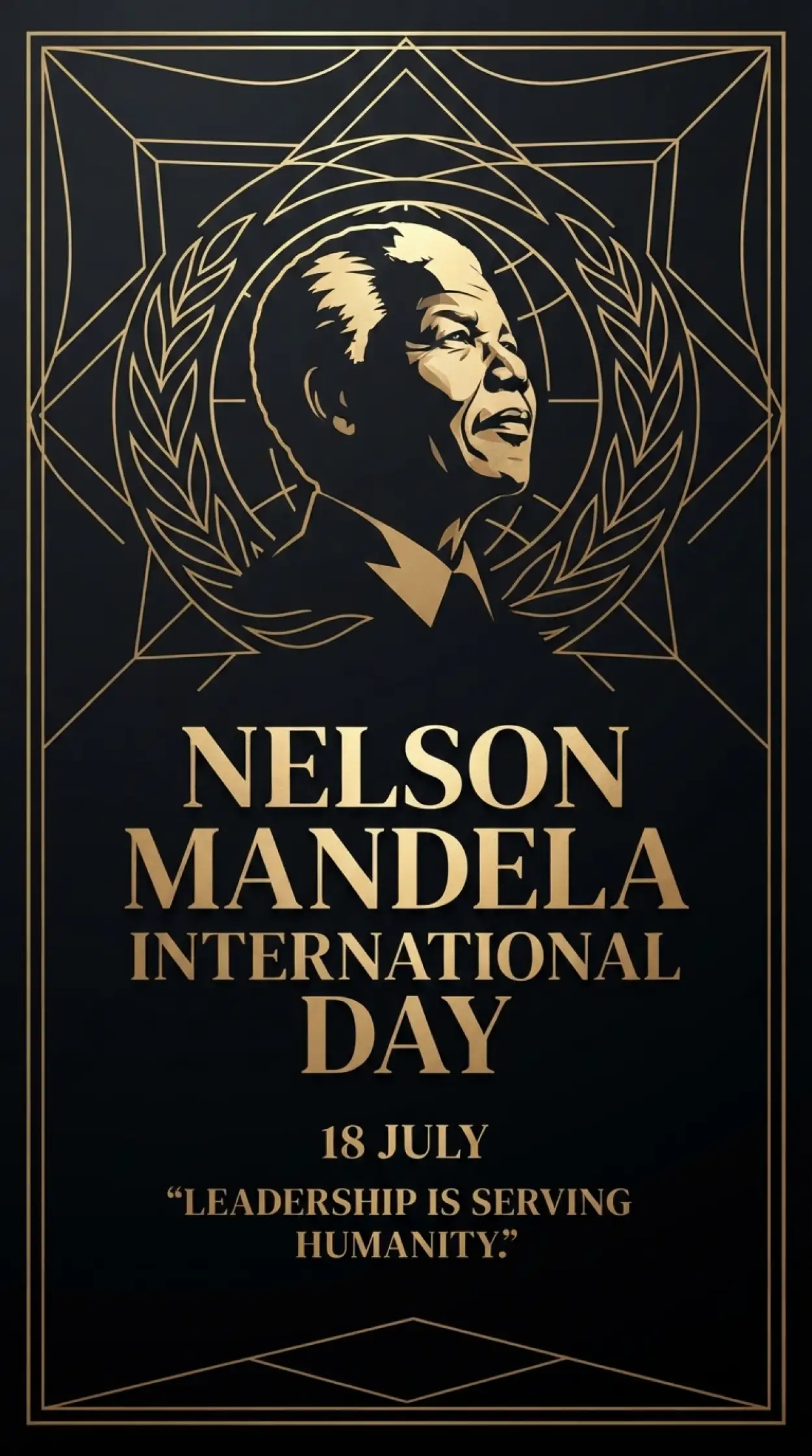 Free Download Nelson Mandela Day Black And Gold Poster - High Quality Nelson Mandela International Day 2026 Image