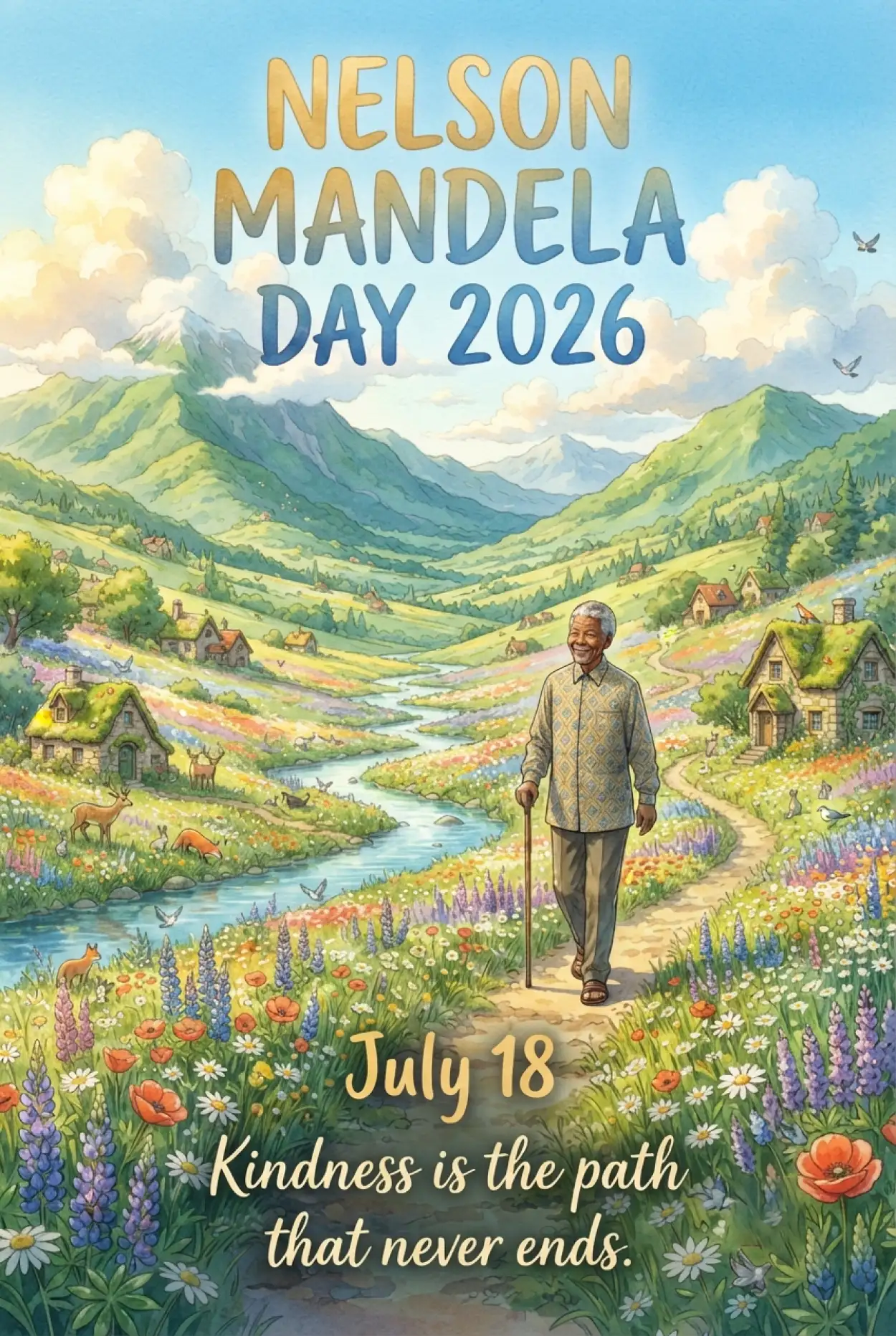 Free Download Nelson Mandela Ghibli Style Poster 2026 - High Quality Nelson Mandela Poster 2026 Image