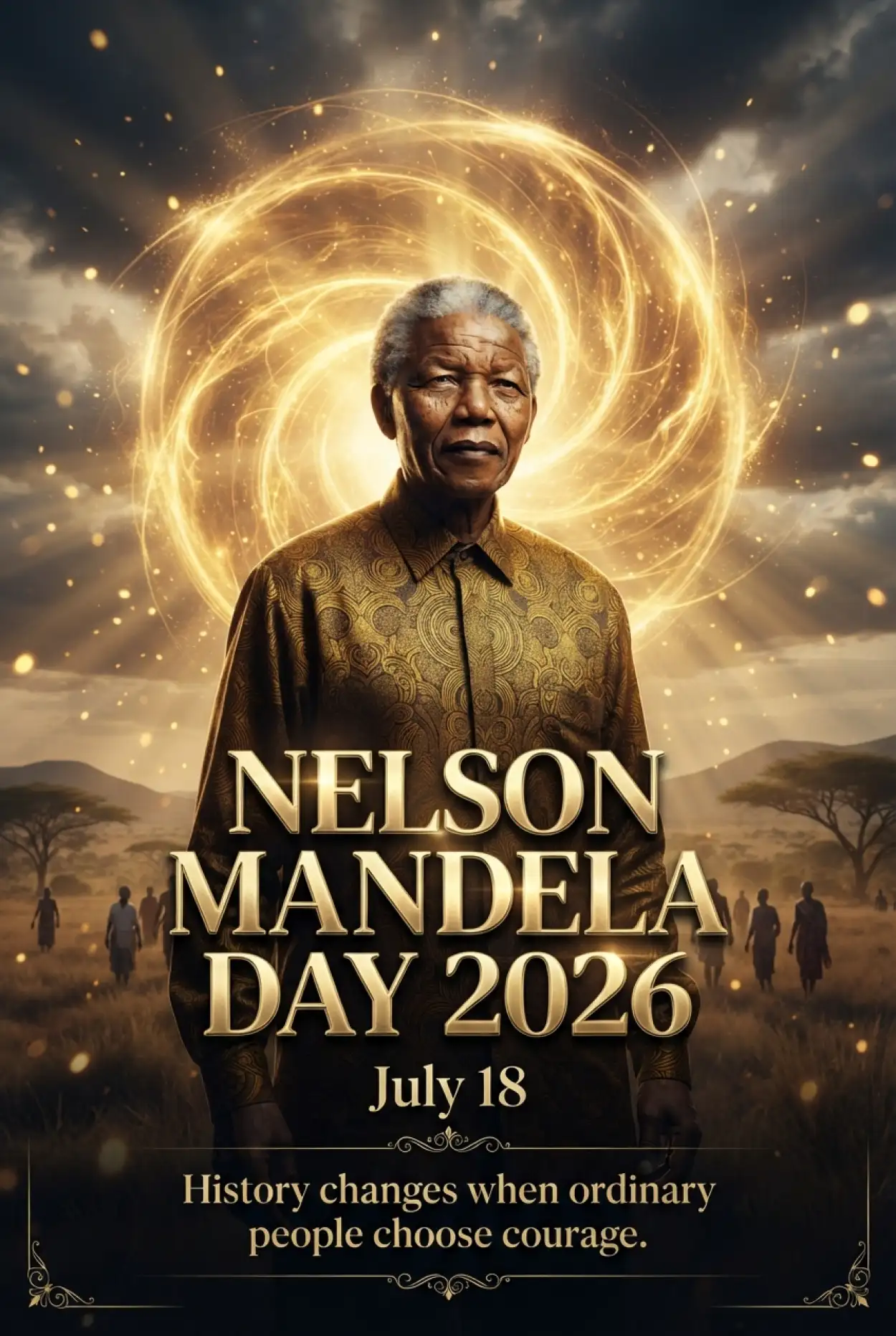 Free Download Nelson Mandela Gold Theme Poster 2026 - High Quality Nelson Mandela Poster 2026 Image
