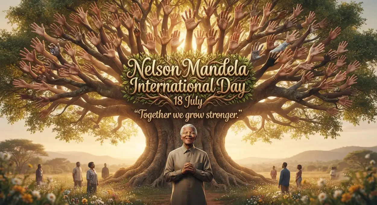 Free Download Nelson Mandela International Day Community Outreach Poster - High Quality Nelson Mandela International Day 2026 Image